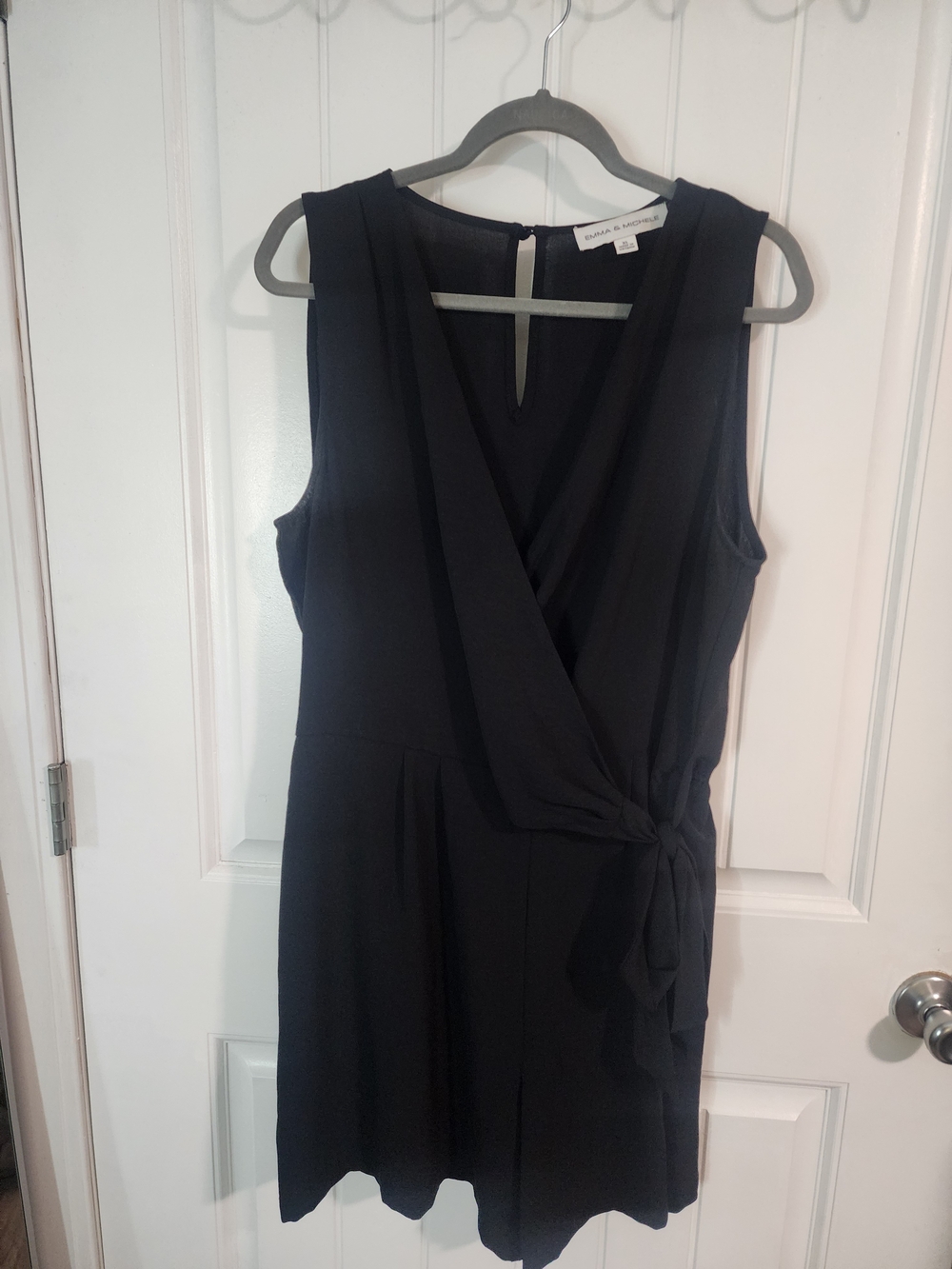 Emma & Michele Black Sleeveless Wrap Mini Dress
